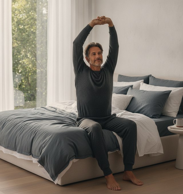 Woman waking rested in morning light